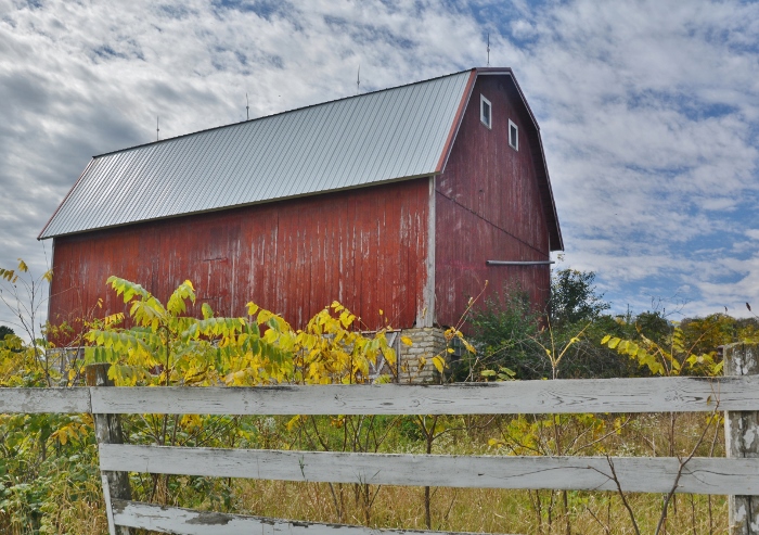 red barn and fence